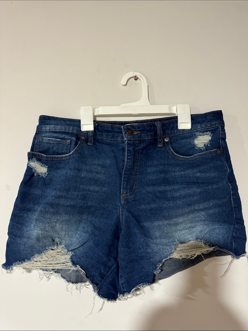 sofia by sofia vergara Dark Blue Distressed Denim Cutoff Shorts